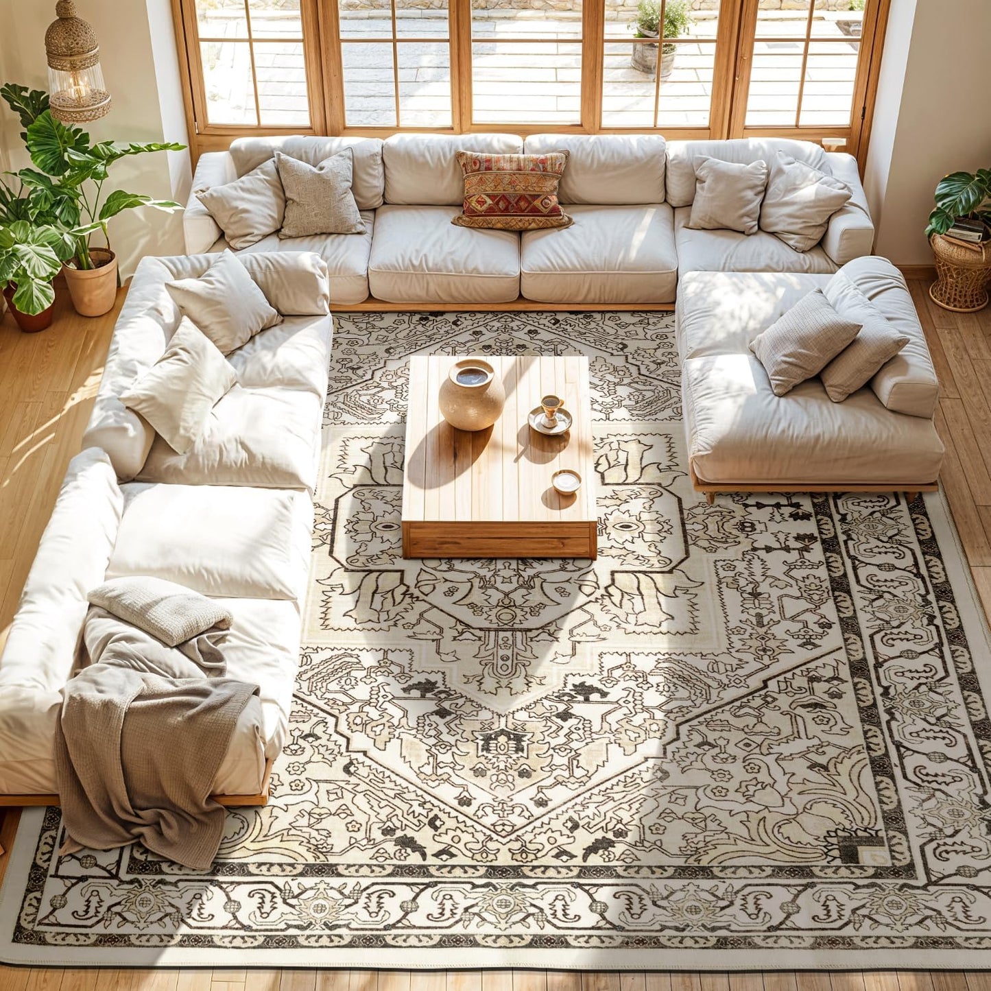 Neutral Washable Vintage Area Rug