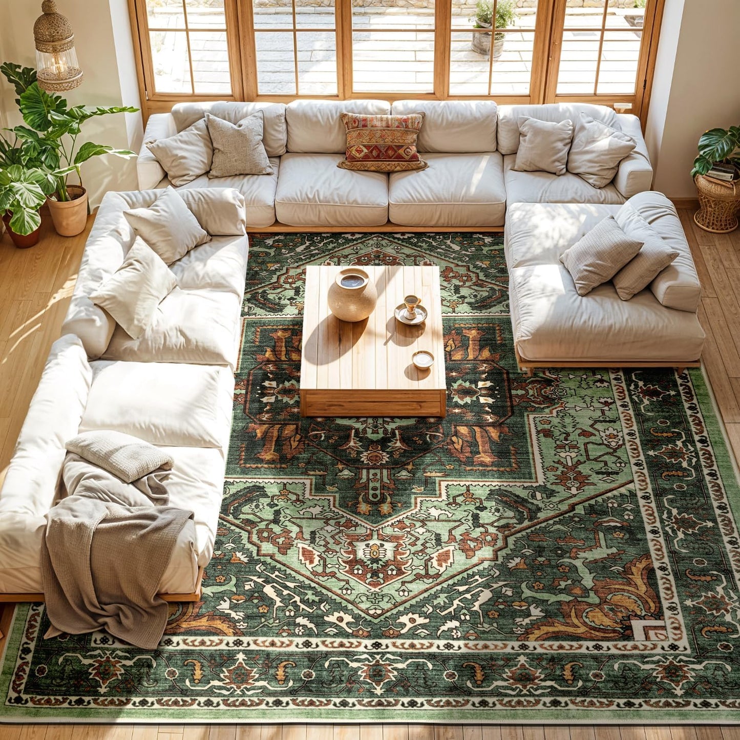 Neutral Washable Vintage Area Rug