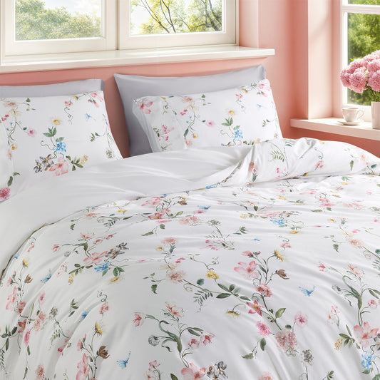 Floral Cotton Duvet Cover 3 Piece Set