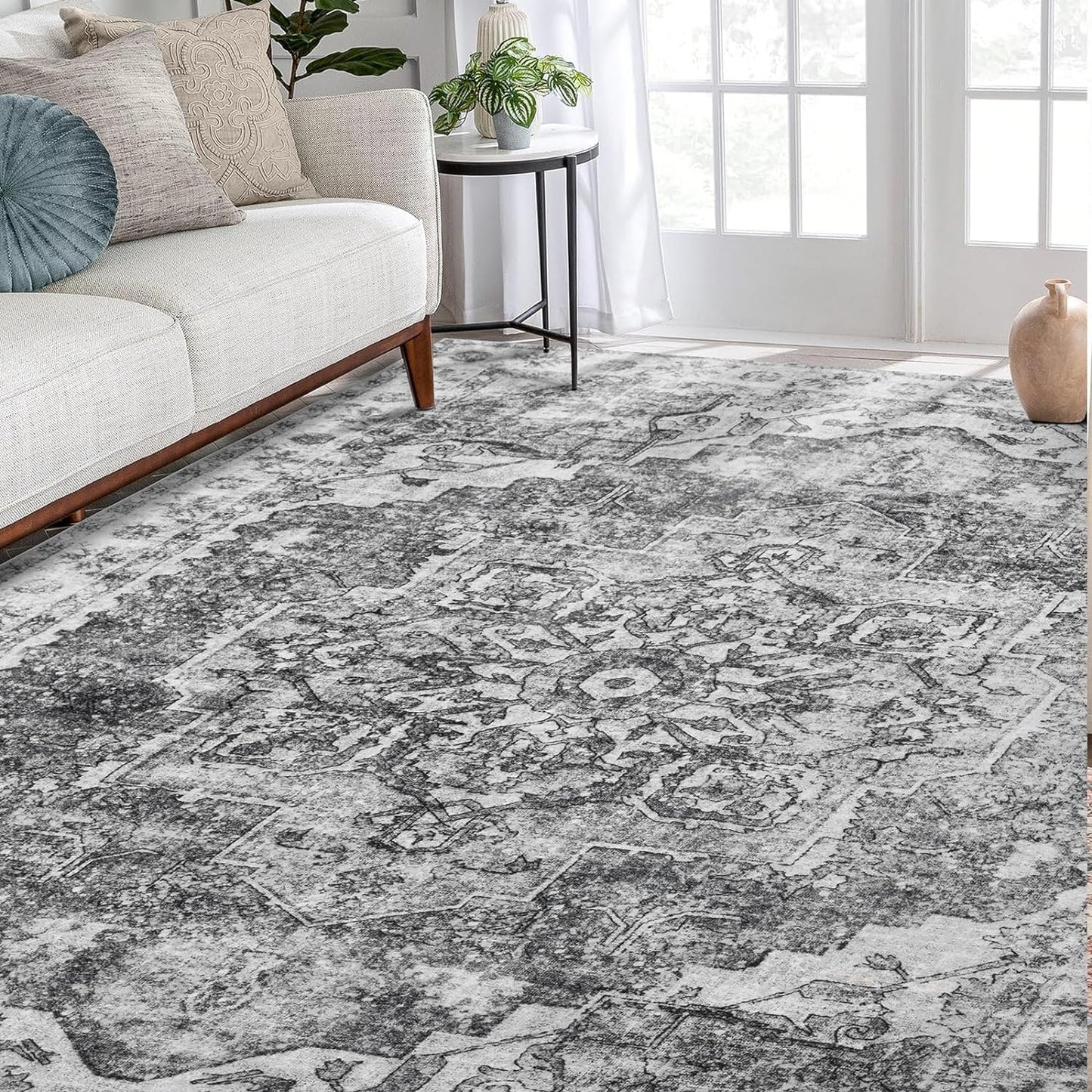 Neutral Washable Vintage Area Rug