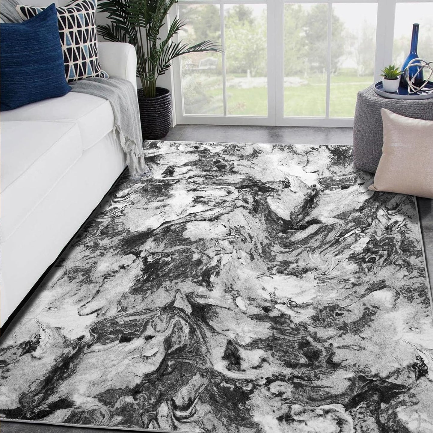 Neutral Washable Vintage Area Rug