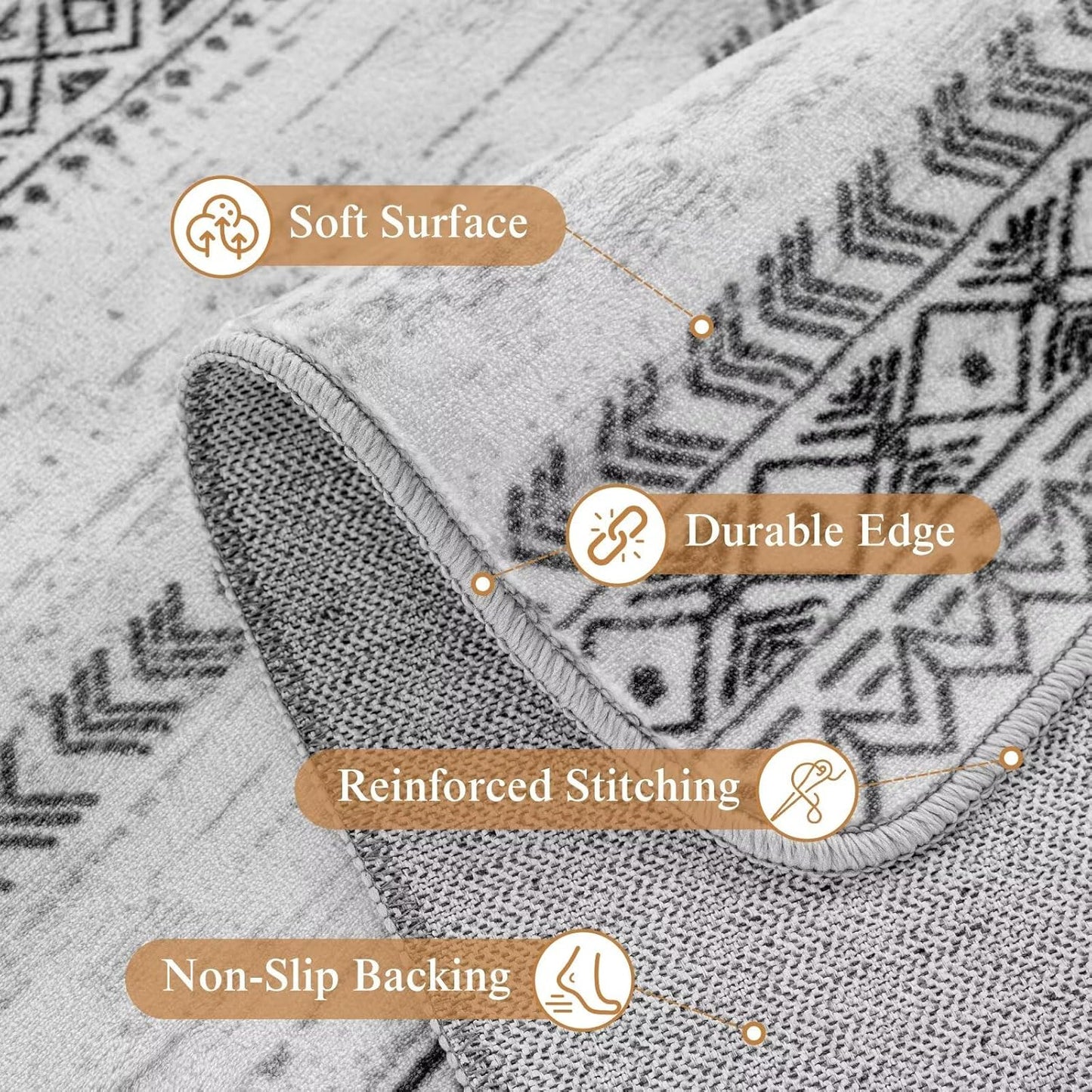 Vintage Boho Machine Washable Rug
