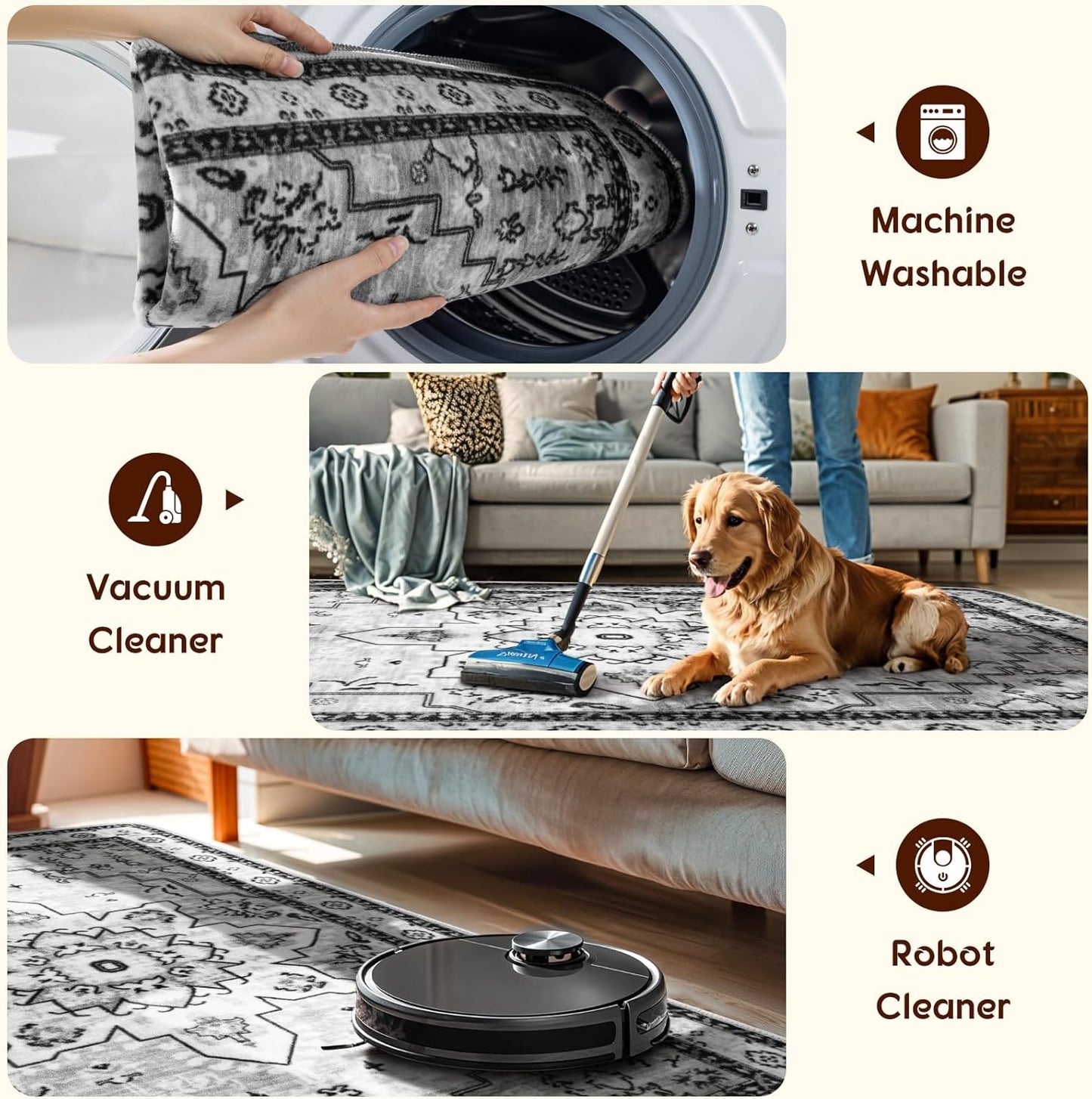 Washable Non-Slip Soft Pet-Friendly Rug