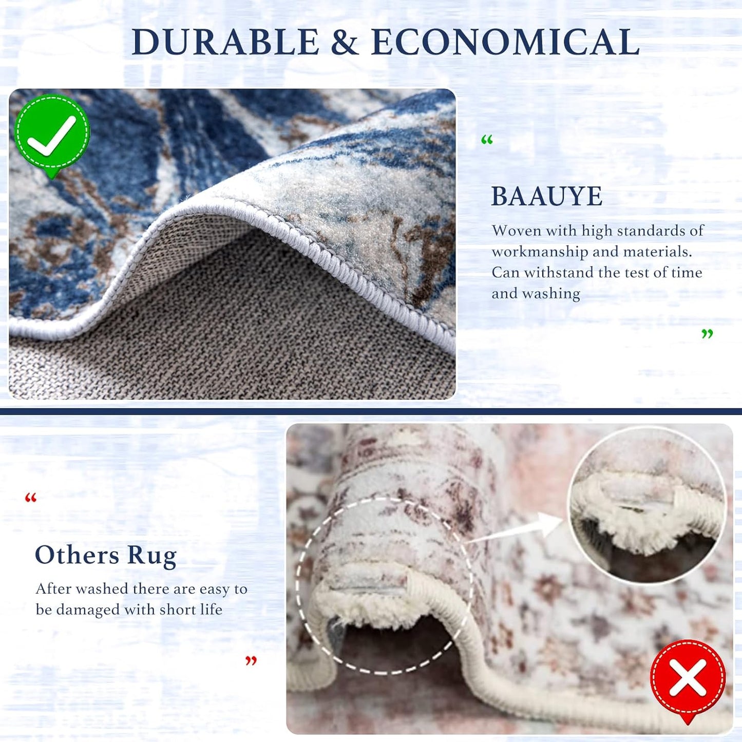 Neutral Washable Vintage Area Rug