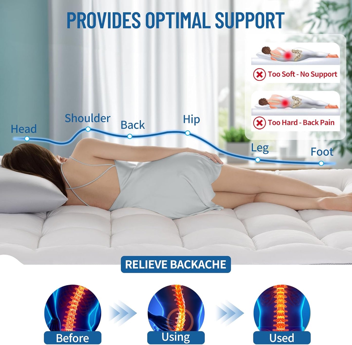 Ergonomic Supportive Memory Foam Mattress Topper