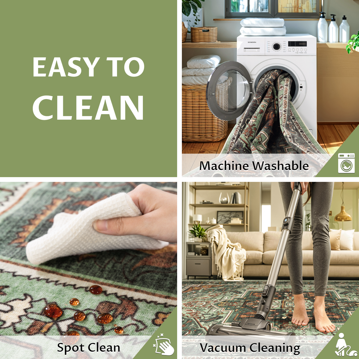 Neutral Vintage Absorbent Soft Rug