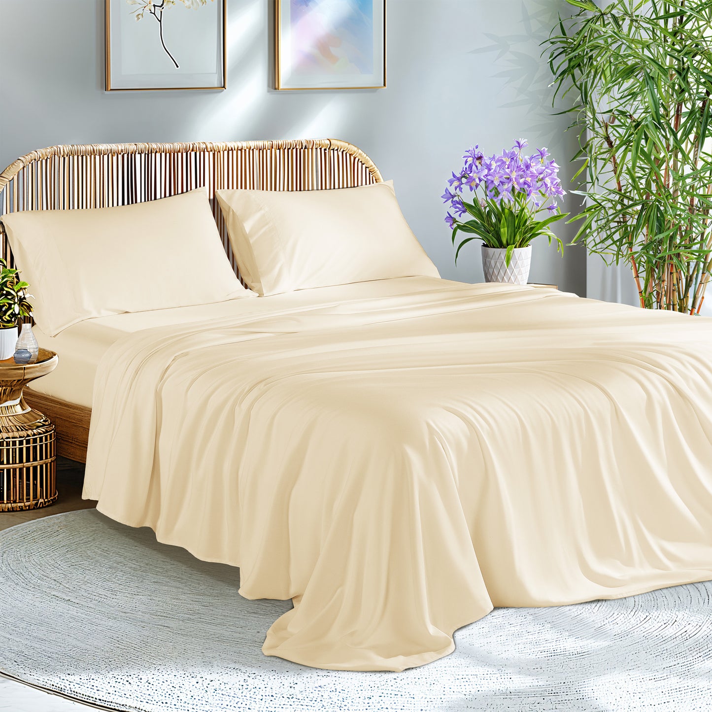 KATOON 100% Bamboo Cooling Sheet 4/6 Pieces
