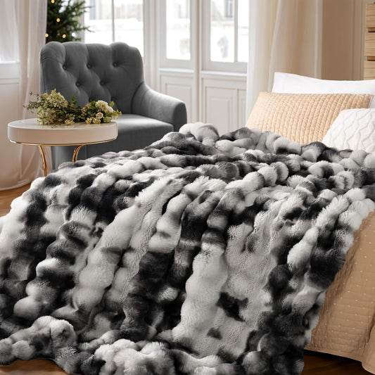 Faux Rabbit Fur Throw Blanket