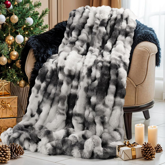 Faux Rabbit Fur Throw Blanket