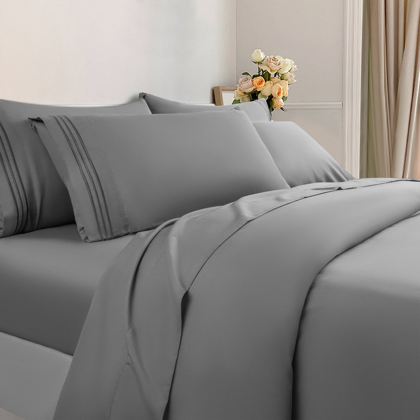 Microfiber+ 1800 Thread Count 6 PC Sheet Set